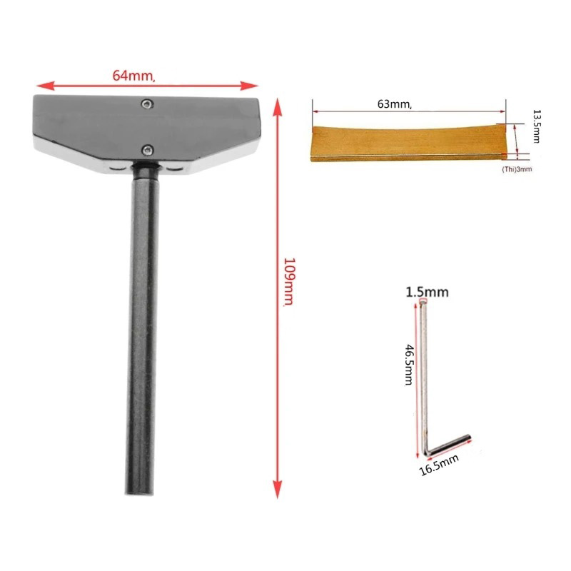 Dimensions Kit de Presse à Frettes Universel pour Guitare et Basse (9 Cales de Radius)