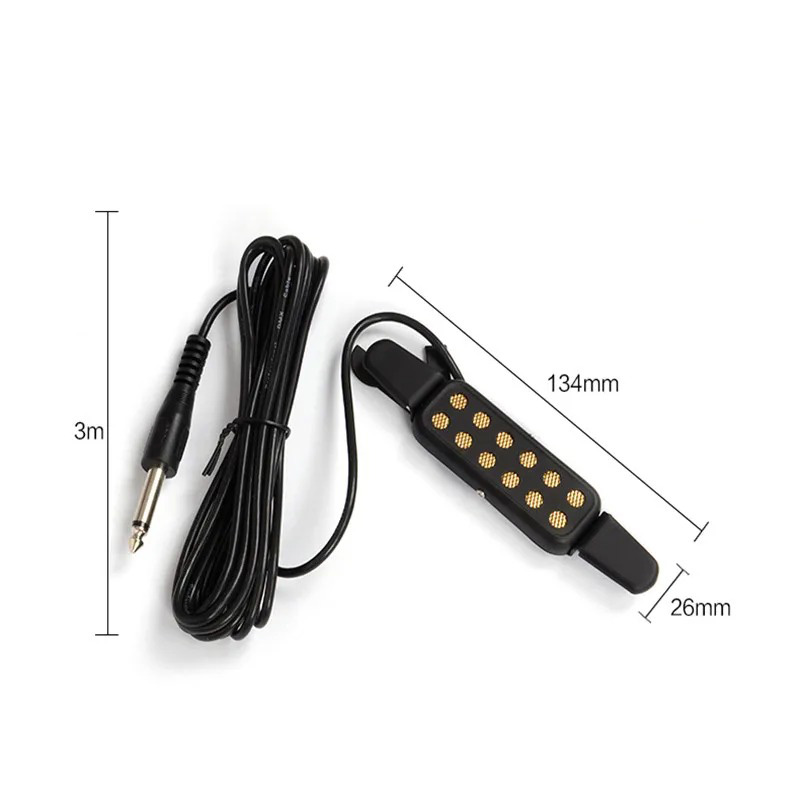 Dimensions Micro de Rosace Clip-on 12 Pôles pour Guitare Acoustique