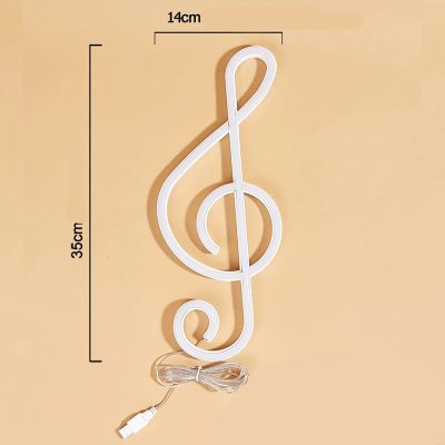 Dimensions Veilleuse Note de Musique Néon LED - Note de Musique Lumineuse USB ou Piles