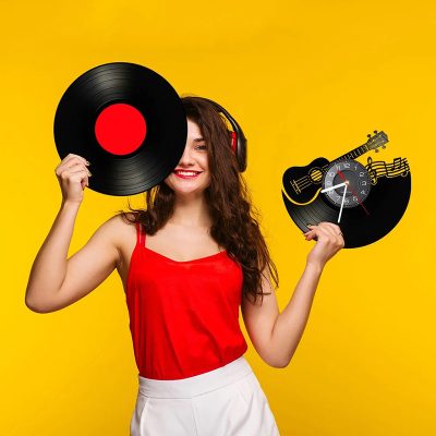 Horloge Guitare Acoustique Mélodie - du Vinyle