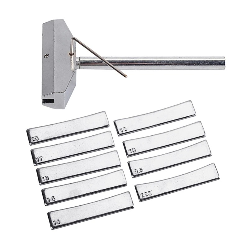 Kit de Presse à Frettes Universel pour Guitare et Basse (9 Cales de Radius) Couleur Argent