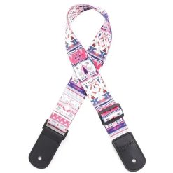 Sangle de Guitare Vintage Motifs Ethniques Tribal Rose & Indigo