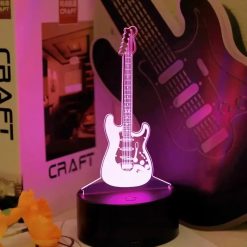 Veilleuse LED Rock Guitare Électrique sur Vinyle Vintage (30 cm) Modele 1