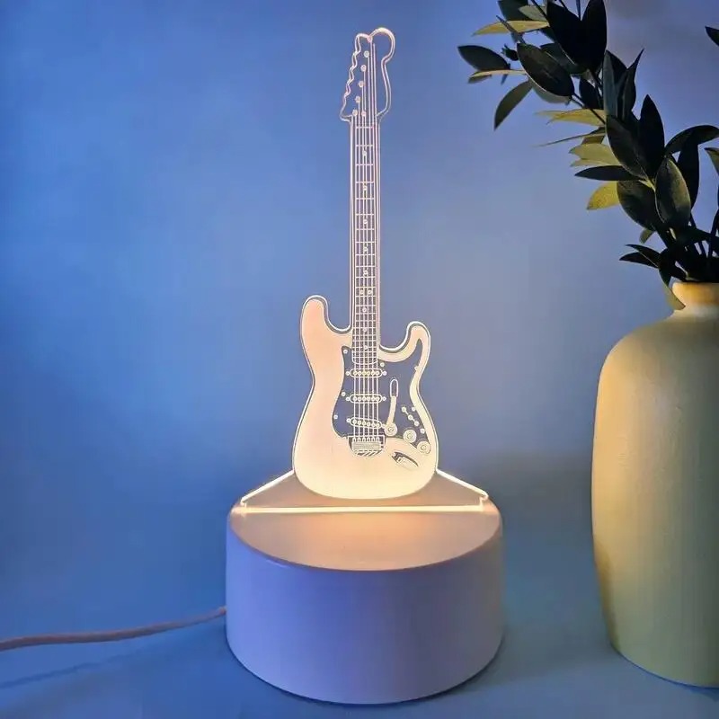 Veilleuse LED Rock Guitare Électrique sur Vinyle Vintage (30 cm) Modele 2