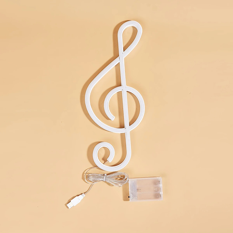 Veilleuse - Note de Musique Néon LED - Note de Musique Lumineuse USB ou Piles