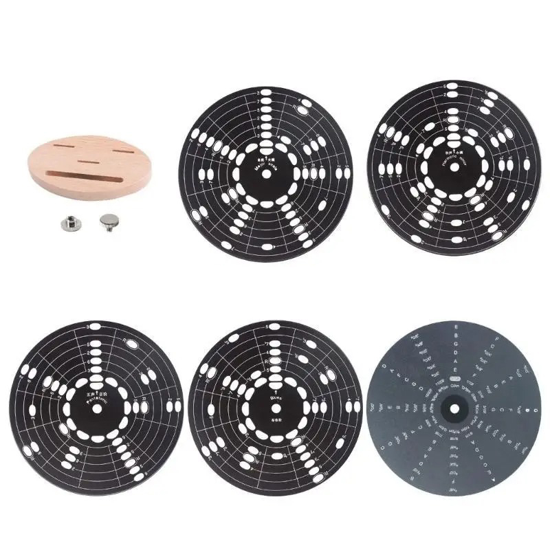 Vue générale Cercle Harmonique Avancé Pentatonique & Modes - Roue Théorique Multi-Couches avec Support Bois