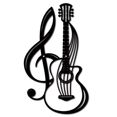 Vue générale Décoration Murale Métal Guitare - & Clé de Sol Entrelacées (30 cm)