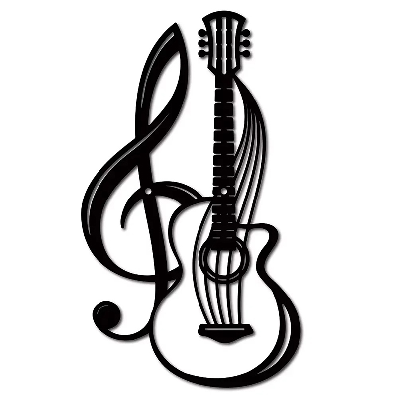 Vue générale Décoration Murale Métal Guitare - & Clé de Sol Entrelacées (30 cm)