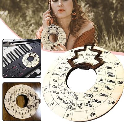 vue de face Roue de Théorie Musicale en Bois - Guide d'Harmonie et Composition
