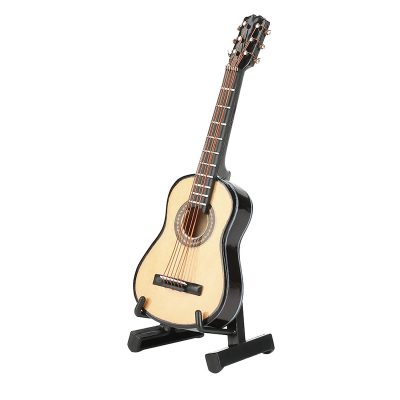 Avant Mini Guitare Acoustique de Collection Modèle Réaliste avec Étui Rigide & Support