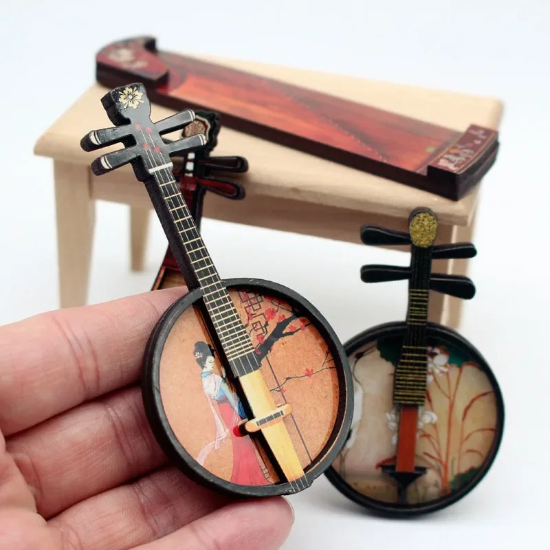 Décoration Asiatique Musicale, Miniature d'Instrument - Modèle Poème du Printemps