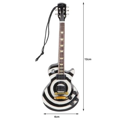 Dimensions Guitare Miniature Électrique Modèle Rock Zébré Noir & Blanc 12 cm