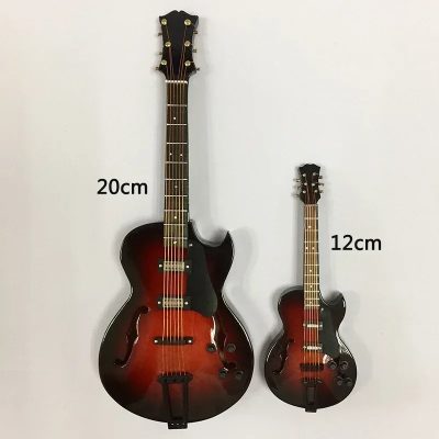 Dimensions Mini Guitare Électrique Jazz Hollow Modèle de Collection avec Étui Luxe & Support