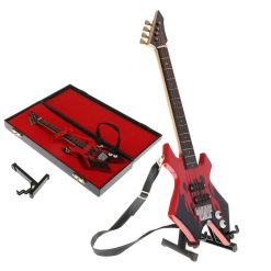 Guitare Miniature Électrique Modèle Métal Rouge Flammes du Chaos