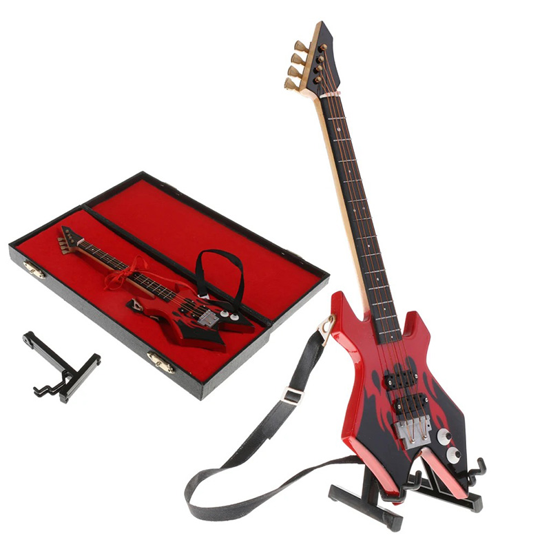 Guitare Miniature Électrique Modèle Métal Rouge Flammes du Chaos