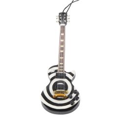 Guitare Miniature Électrique Modèle Rock Zébré Noir & Blanc 12 cm