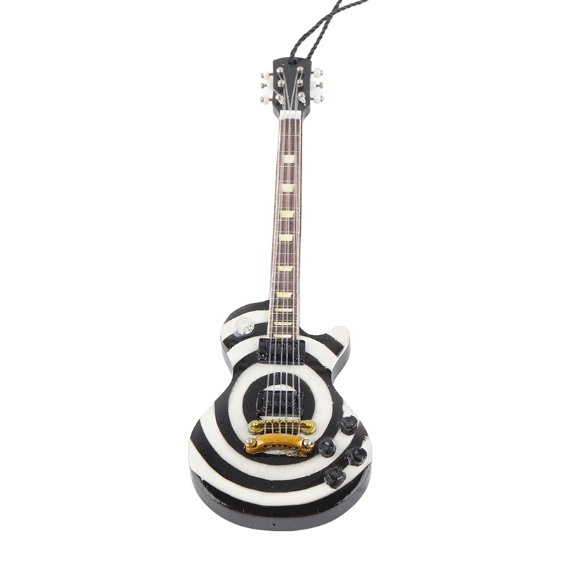 Guitare Miniature Électrique Modèle Rock Zébré Noir & Blanc 12 cm