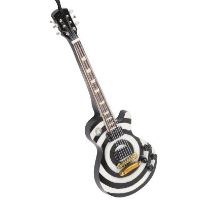 Guitare - Miniature Électrique Modèle Rock Zébré Noir & Blanc 12 cm