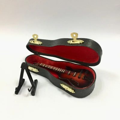 Mini - Guitare Électrique Jazz Hollow Modèle de Collection avec Étui Luxe & Support