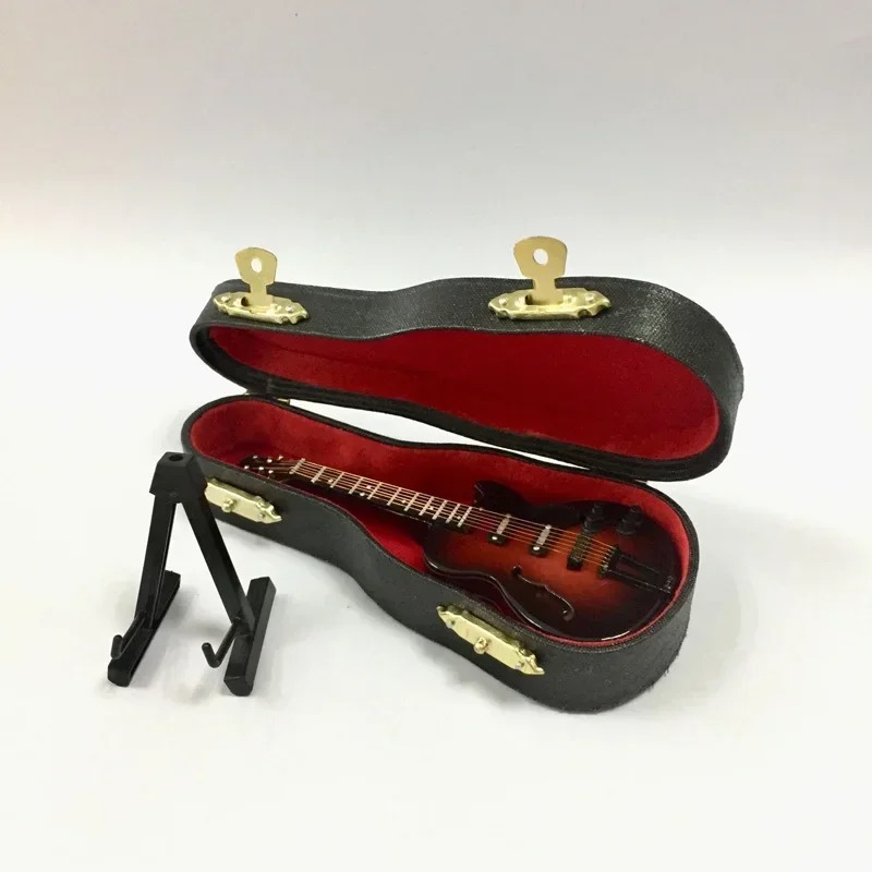 Mini - Guitare Électrique Jazz Hollow Modèle de Collection avec Étui Luxe & Support