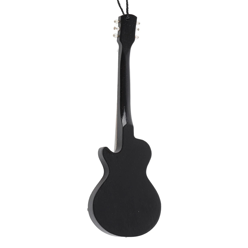 Vue Arrière Guitare Miniature Électrique Modèle Rock Zébré Noir & Blanc 12 cm