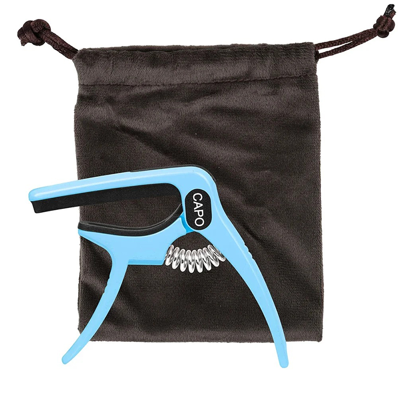 Capodastre Guitare - Couleurs Pastel avec Pochette de Rangement Couleur Bleu