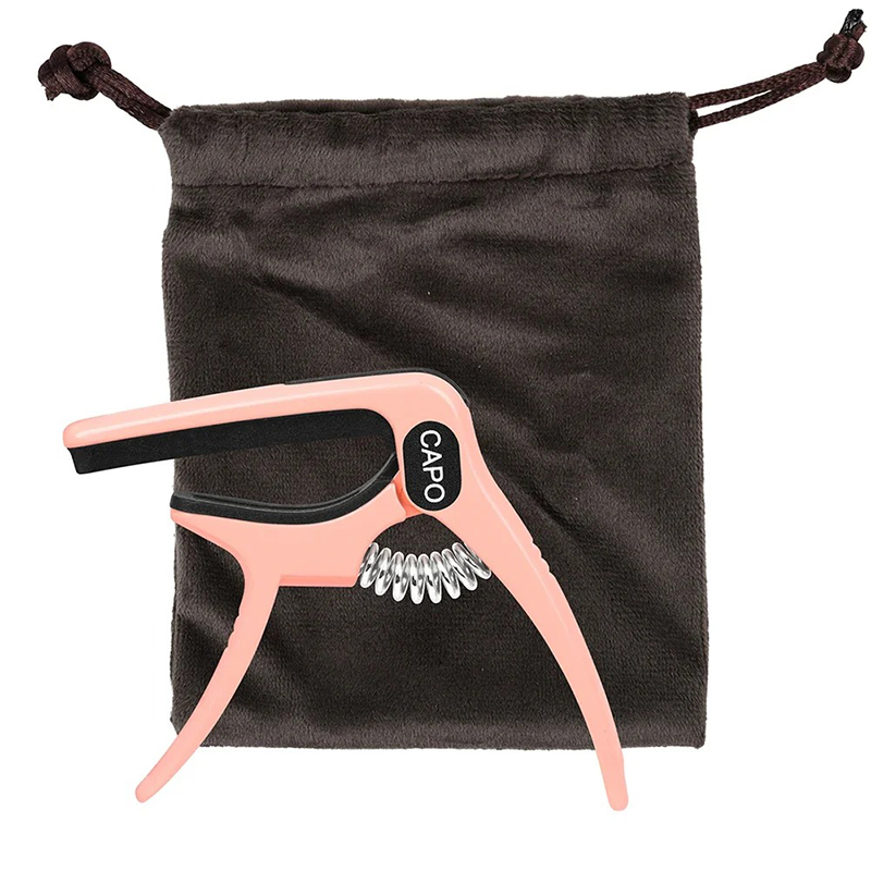 Capodastre Guitare - Couleurs Pastel avec Pochette de Rangement Couleur Rose