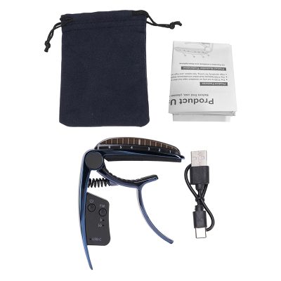 Capodastre Guitare Intelligent 2-en-1 avec Accordeur LED Rechargeable USB-C Couleur Bleu