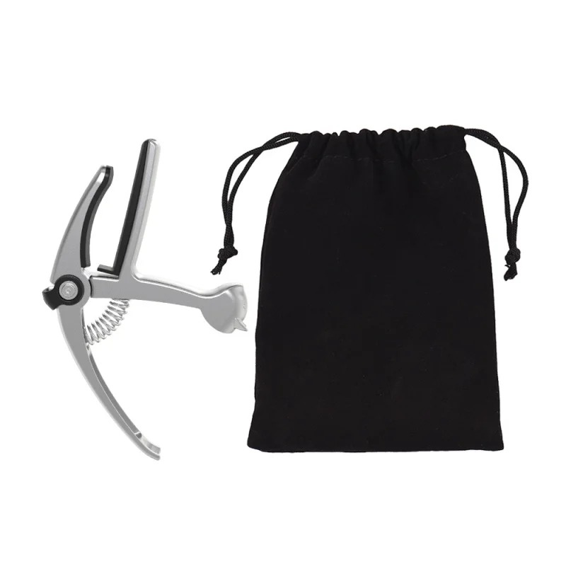 Capodastre Guitare Multifonction 5-en-1 « Tête de Chat » - Alliage Métallique & Clip Porte-Médiator Couleur Argent