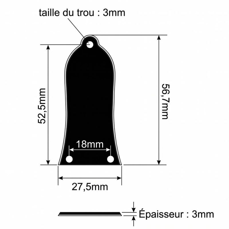 Détails techniques du Guide-Cordes Guitare - Papillon de la Mort Métallique