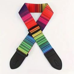 Sangle Guitare Arc-en-ciel Réglable Motif Rayures Multicolores, pour Guitare Électrique et Acoustique