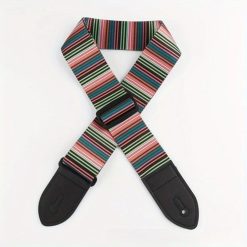 Sangle Guitare Vintage Réglable Motif Rayures Multicolores, pour Guitare Électrique