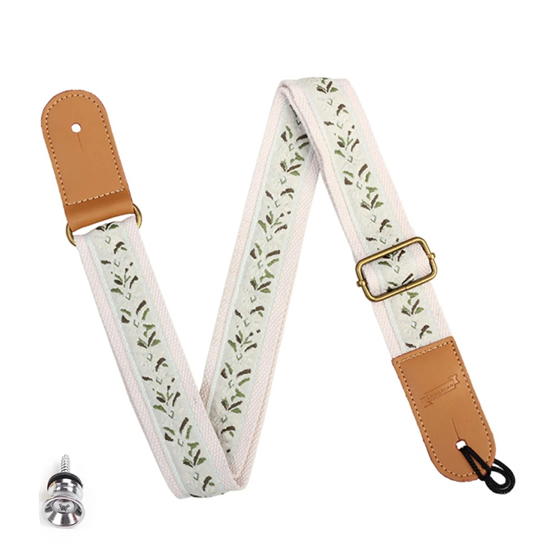 Sangle Ukulélé Feuilles Sauvages Écrues