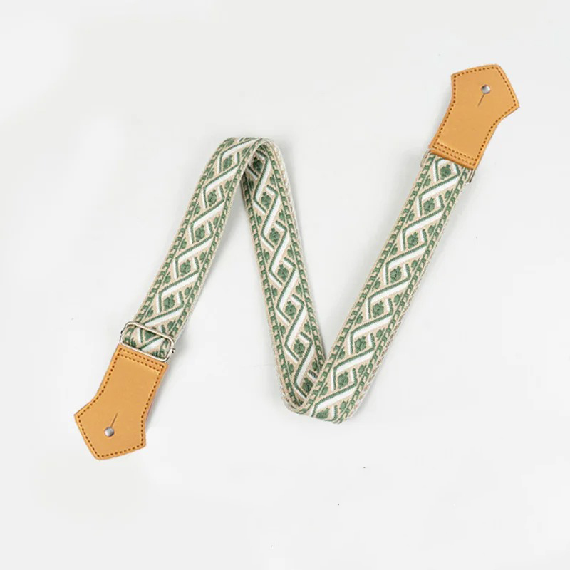 Sangle Ukulélé Motifs Verts Bohème