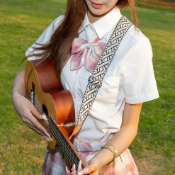 Sangle Ukulélé Tissage Tribal - Noir et Ivoire