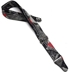Sangle de Guitare Électrique- Design Marilyn Vintage Noir et Rouge