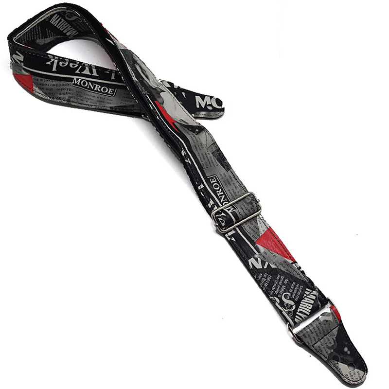 Sangle de Guitare Électrique- Design Marilyn Vintage Noir et Rouge
