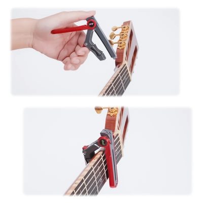 Utilisation Capodastre Guitare Premium Réglable avec Système de Pression Contrôlée et Glissière Fluide