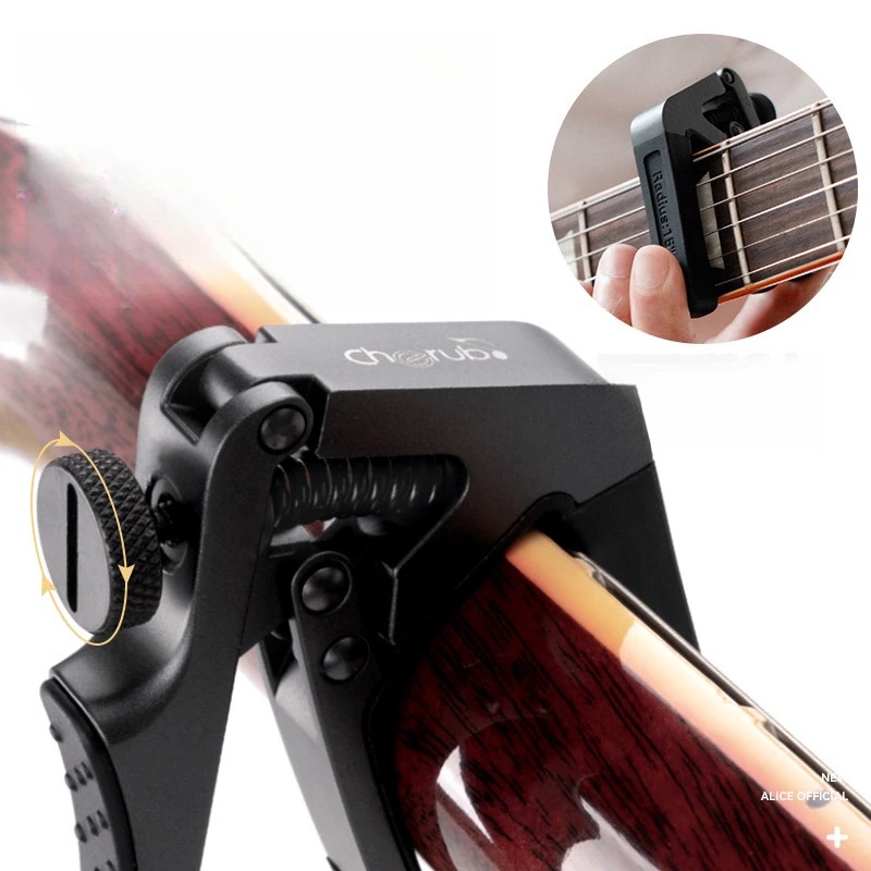 Vue de face Capodastre Guitare Professionnel Réglable - Précision Multi-Radius & Serrage Micrométrique