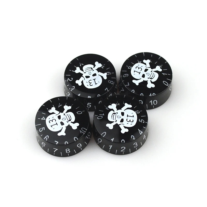 Boutons de Volume Guitare Skull 13 Blanc et Noir - Lot de 4 pièces