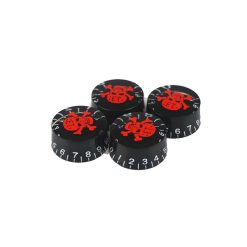 Boutons de Volume Guitare Skull 13 Rouge & Noir - Lot de 4 pièces !
