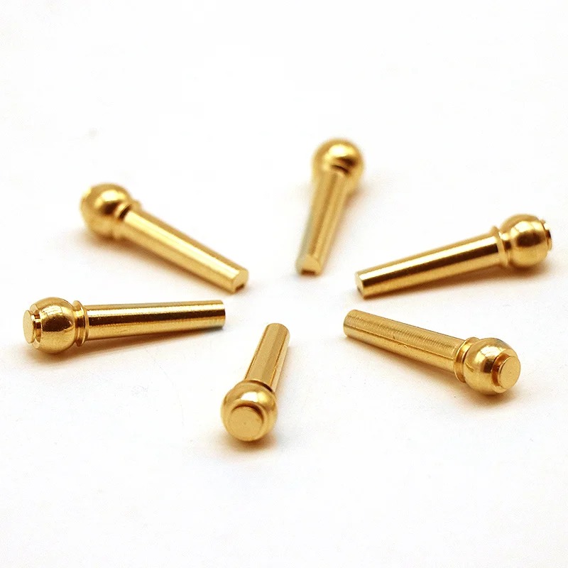 Chevilles de Chevalet en Laiton Massif pour Guitare - Acoustique - Set de 6 Pièces Haute Résonance