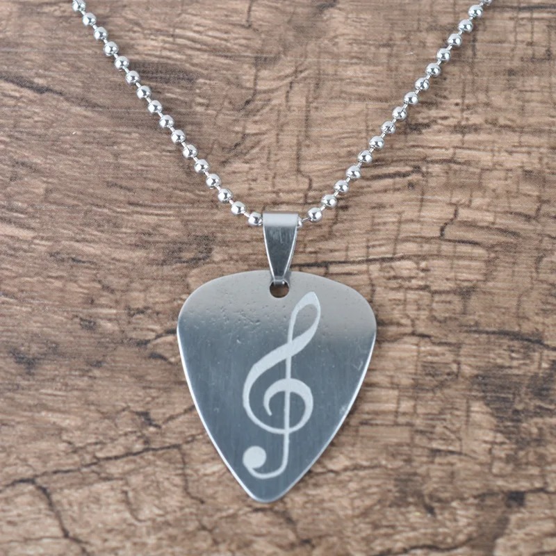 Collier Médiator Rock Pendentif Clé de Sol en Acier Inoxydable