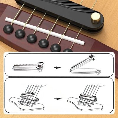 Details Silencieux de Guitare Acoustique « QuietTone » Atténuateur de Cordes Réglable avec Mousse Anti-Résonance