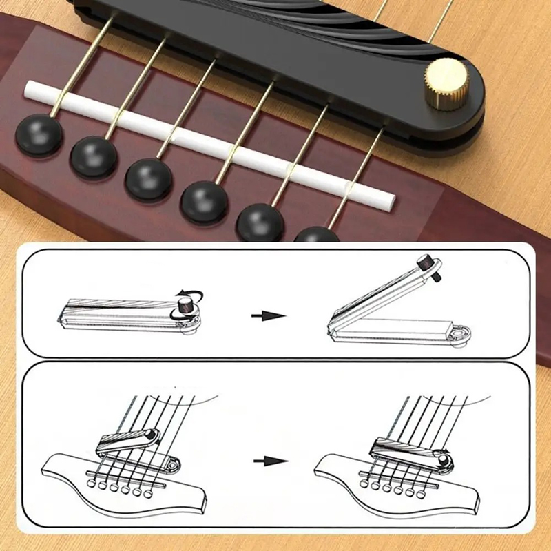 Details Silencieux de Guitare Acoustique « QuietTone » Atténuateur de Cordes Réglable avec Mousse Anti-Résonance