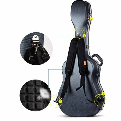 Détails complets de l'Étui Guitare Rigide Coque ABS, Hardshell Case pour Guitare Classique 39 Pouces et Acoustique Folk 40-41 Pouces