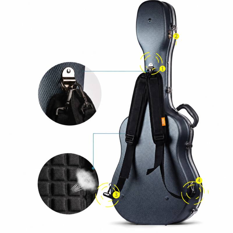 Détails complets de l'Étui Guitare Rigide Coque ABS, Hardshell Case pour Guitare Classique 39 Pouces et Acoustique Folk 40-41 Pouces