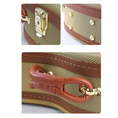 Détatils Complet Étui Guitare Acoustique Tweed Vintage, Hardshell Case Rigide 40-41 Pouces, avec Sangles Sac à Dos