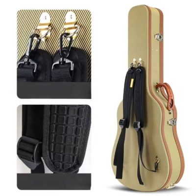 Détatils Étui Guitare Acoustique Tweed Vintage, Hardshell Case Rigide 40-41 Pouces, avec Sangles Sac à Dos