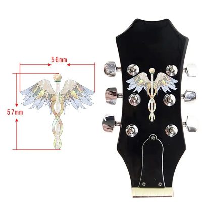 Dimensions Autocollant de Tête de Guitare Ailes du Son - Motif Caduceus Nacré